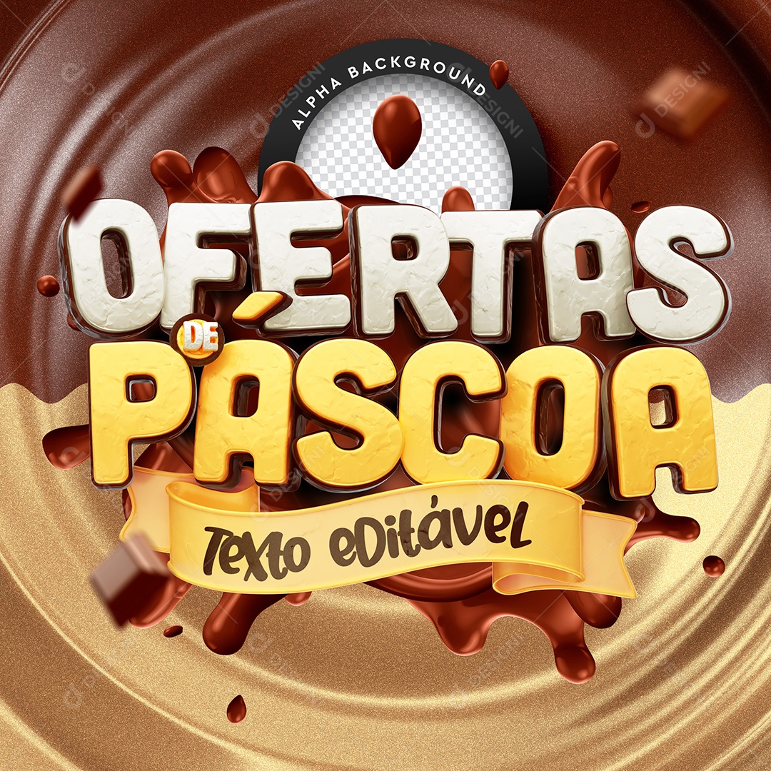 Ofertas De Páscoa Selo 3D Para Composição PSD