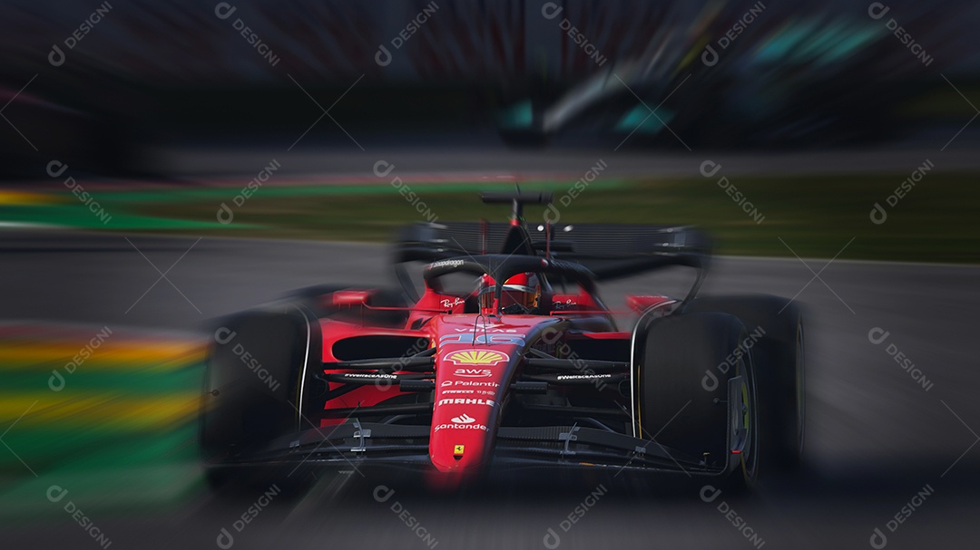 Ferrari F1 car panning ilustração 3D