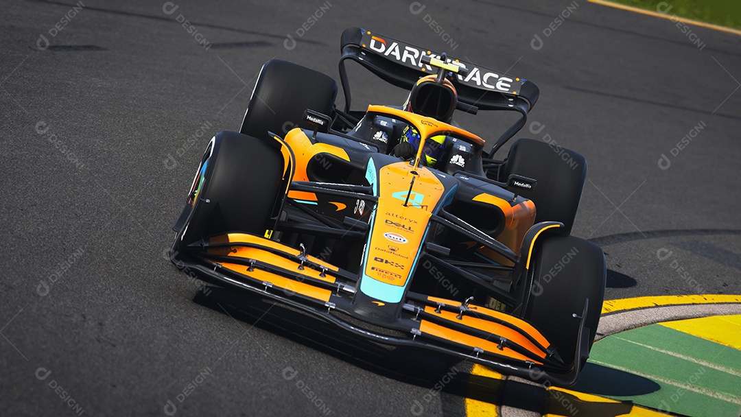 Ferrari F1 car panning ilustração 3D