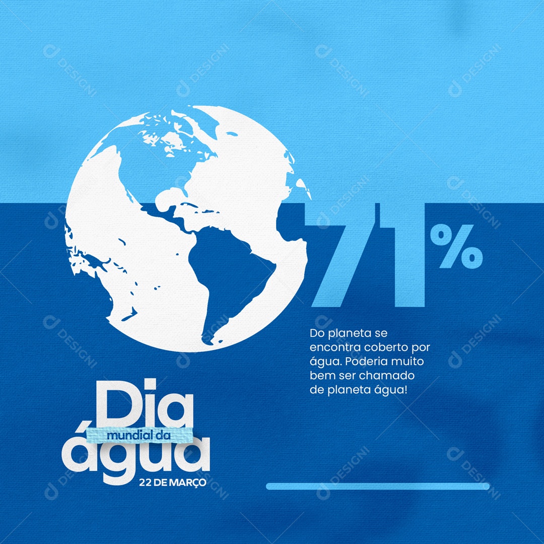 Dia Mundial da Água 22 de Março 71% do Planeta Se Encontra Coberto Por Água Social Media PSD Editável