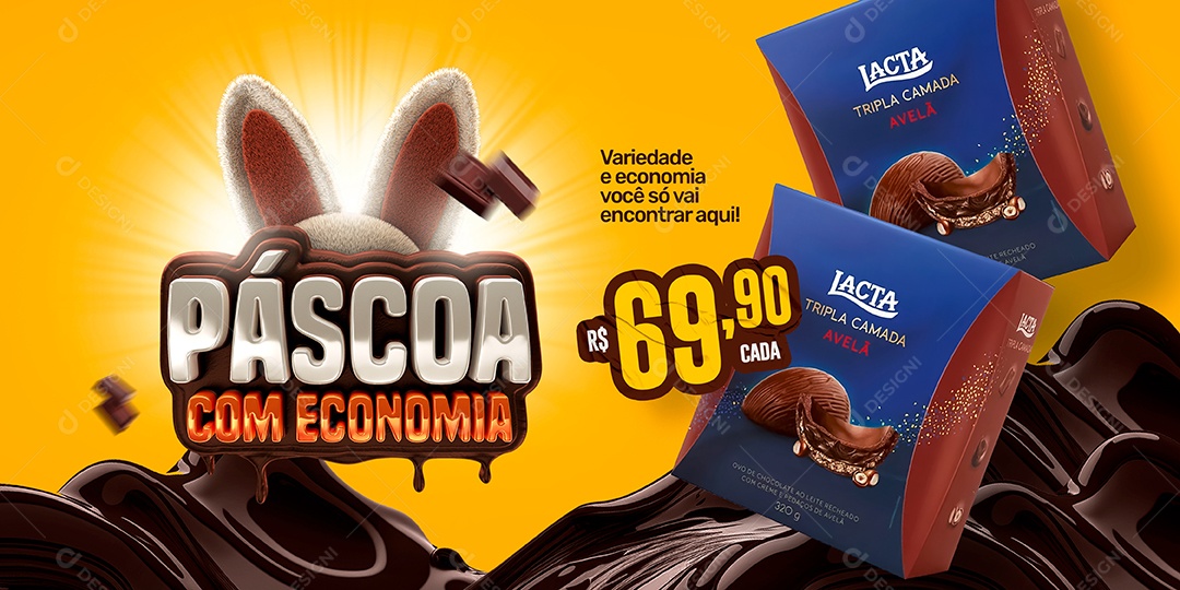 Banner Páscoa Com Economia Variedade E Economia Você Só Vai Encontrar Aqui Social Media PSD Editável