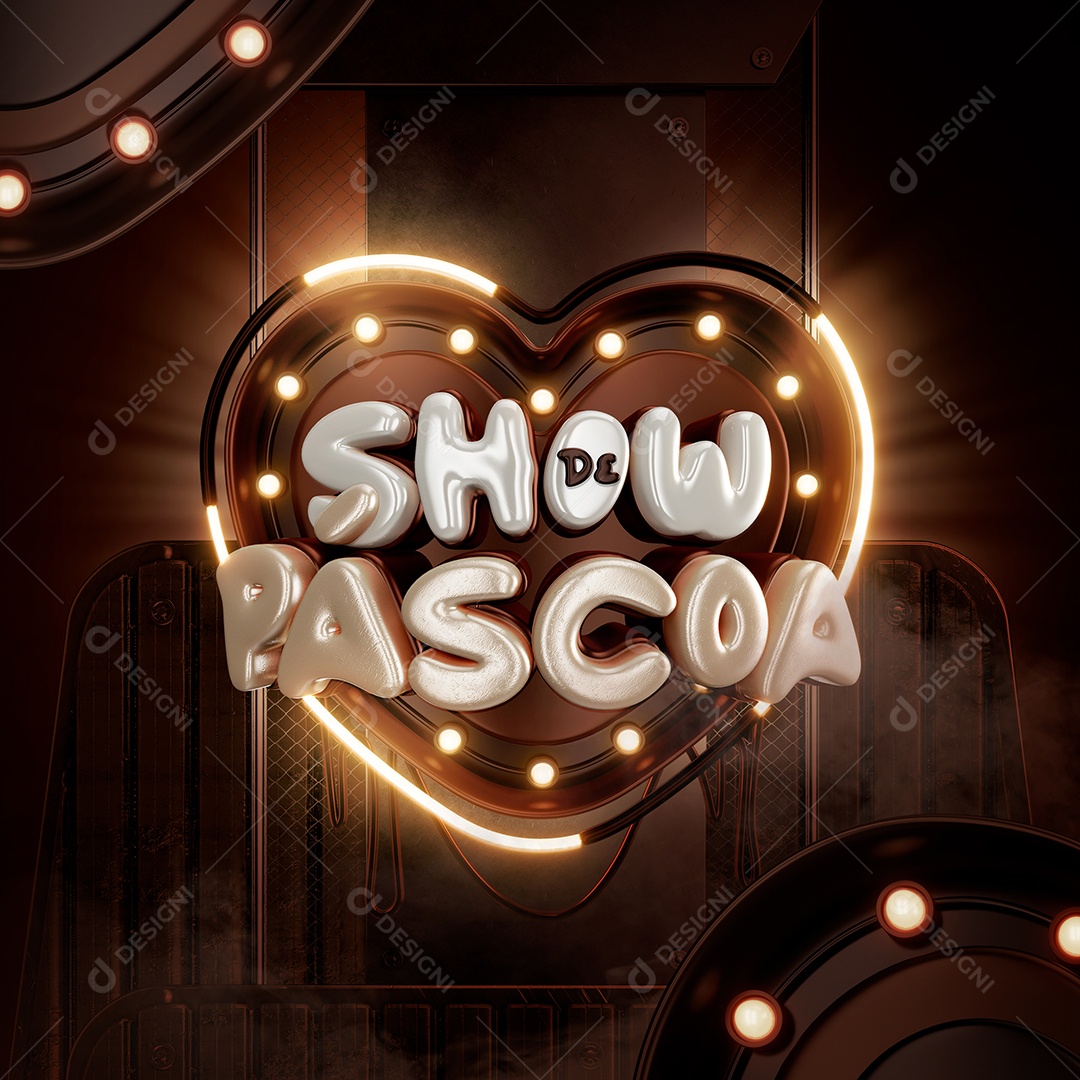 Show De Páscoa Selo 3D Para Composição PSD