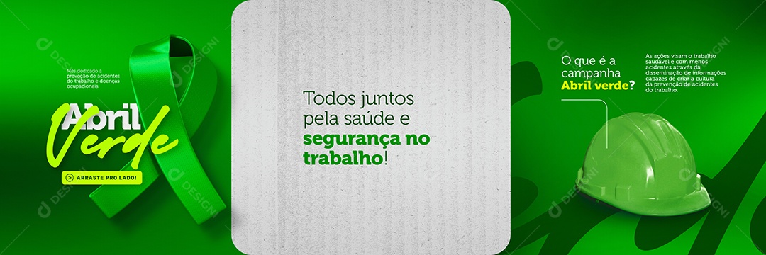 Todos Juntos Pela Saúde e Segurança No Trabalho Carrossel Abril Verde Social Media PSD Editável