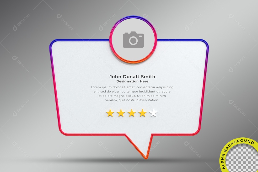 Caixa De Texto 4 Estrelas Vermelho E Azul Elemento 3D PSD