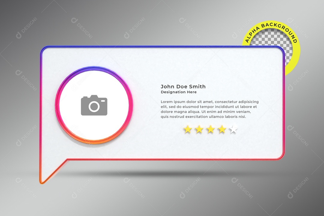 Caixa De Texto Com Foto 4 Estrelas Vermelho E Azul Elemento 3D PSD