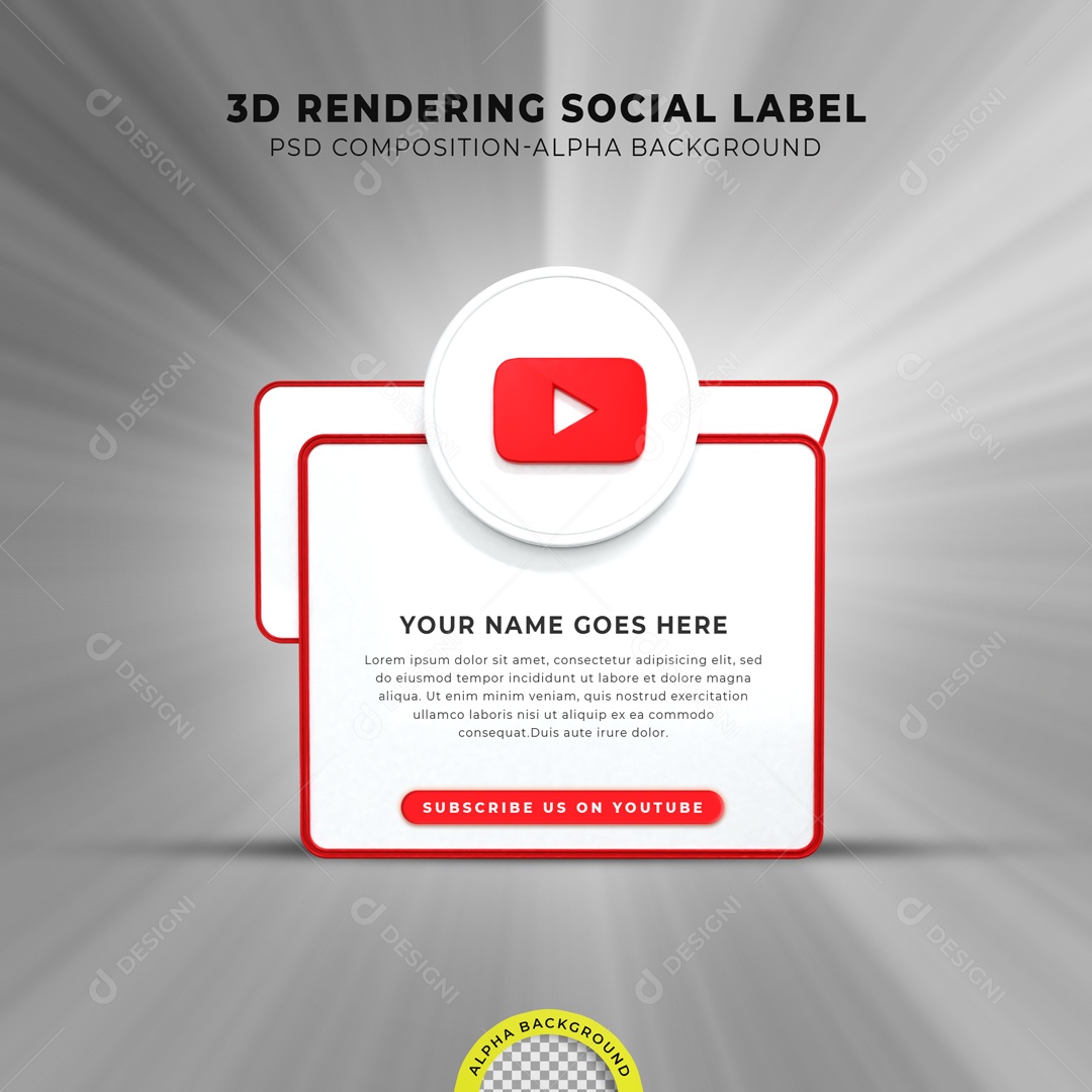 Caixa De Texto Youtube Elemento 3D PSD