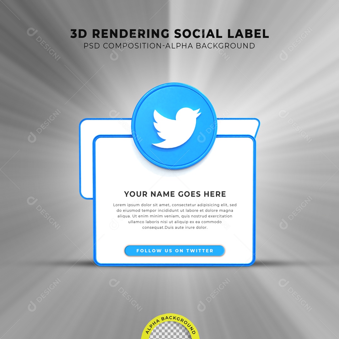 Caixa De Texto Twitter Elemento 3D PSD