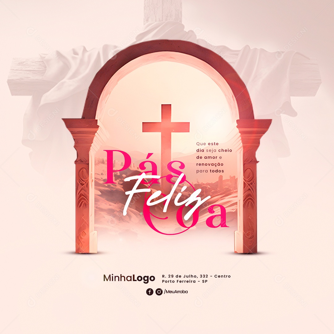 Que Este Dia Seja Cheio De Amor Feliz Páscoa Social Media PSD Editável