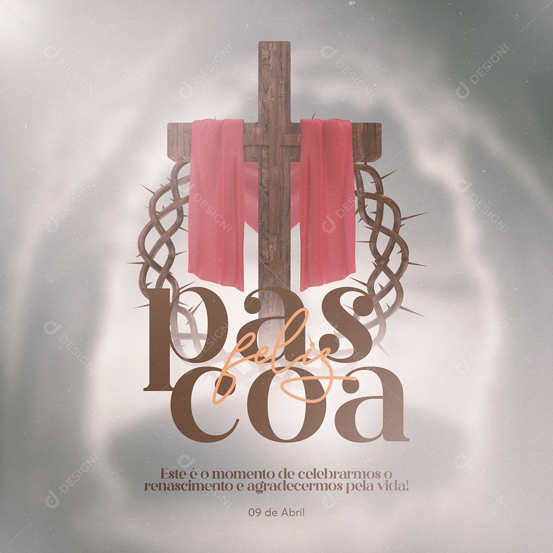 Social Media Este é o Momento de Celebramos O Renascimento e Agradecimento Pela Vida Páscoa PSD Editável