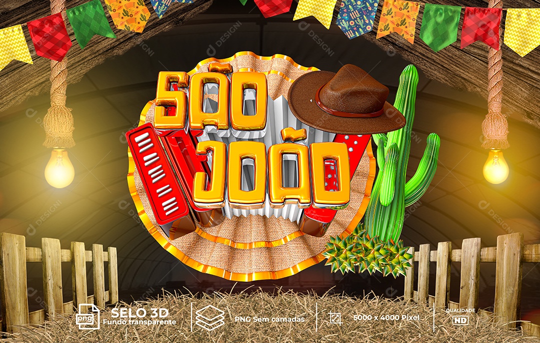 Selo 3D Para Composição São João PNG Transparente