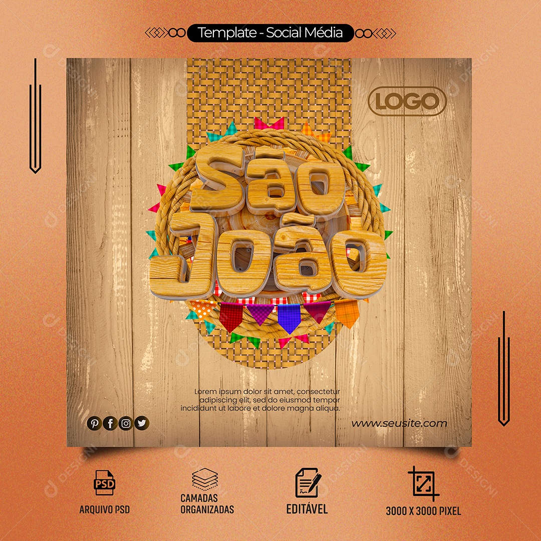 Selo 3D Para Composição São João PSD