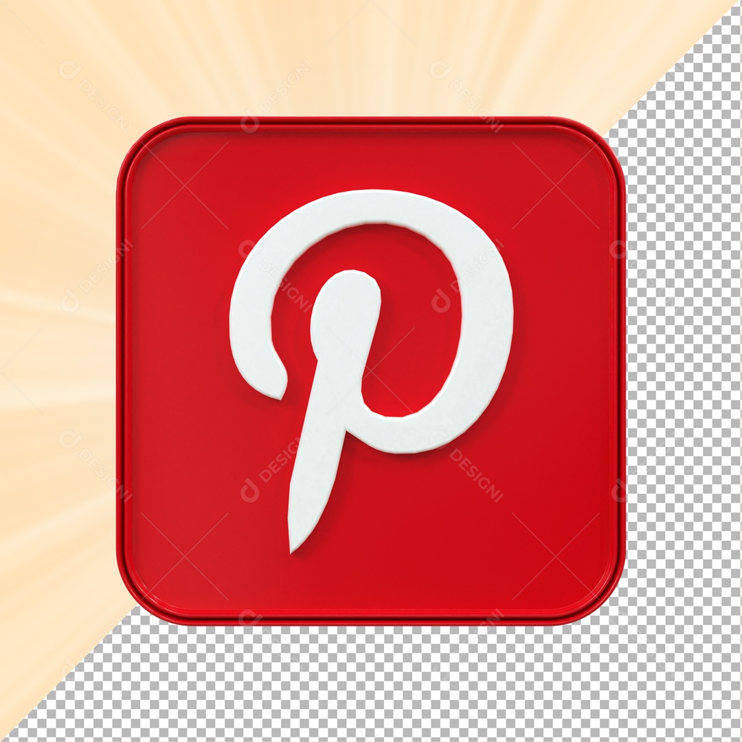 Icone Quadrado Pinterest Elemento 3D PSD