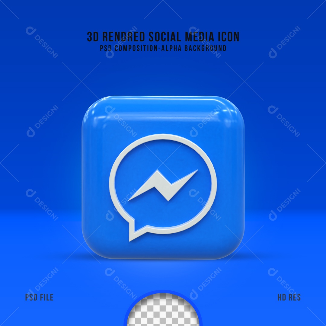 Icone Quadrado De Messenger Elemento 3D PSD