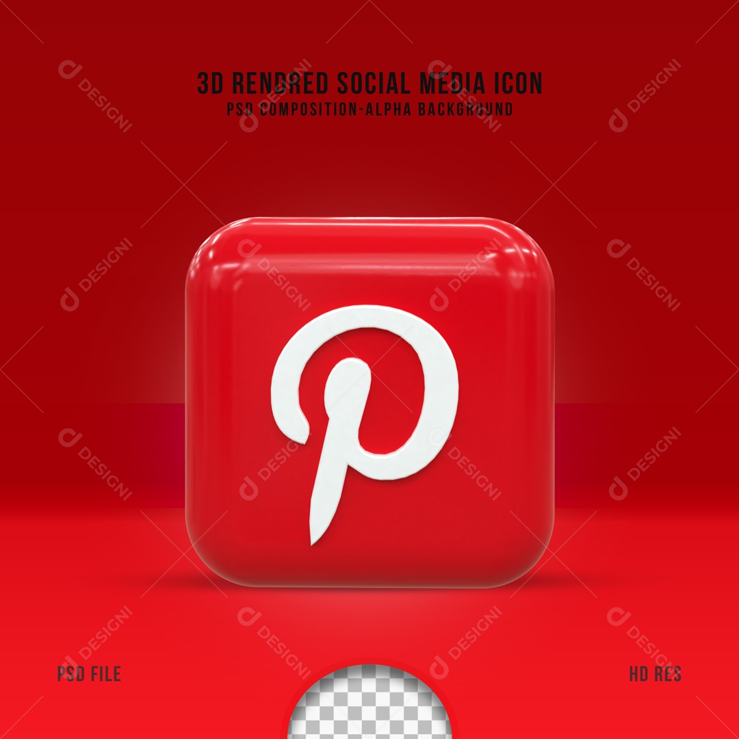 Icone Quadrado Pinterest Elemento 3D PSD