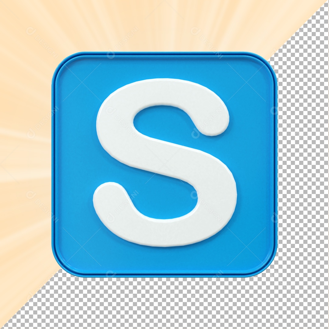 Icone Quadrado Skype Elemento 3D PSD