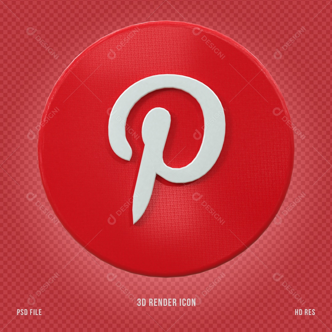 Ícone Redondo Pinterest Elemento 3D PSD