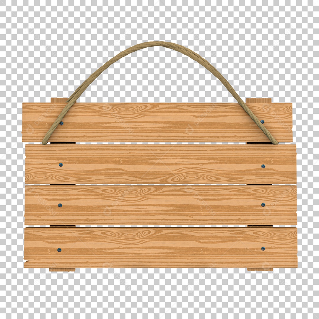 Elemento 3D Para Composição Placa de Madeira PNG Transparente