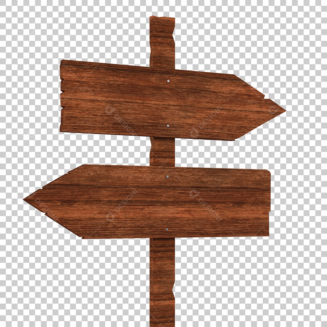 Elemento 3D Para Composição Placa de Madeira PNG Transparente