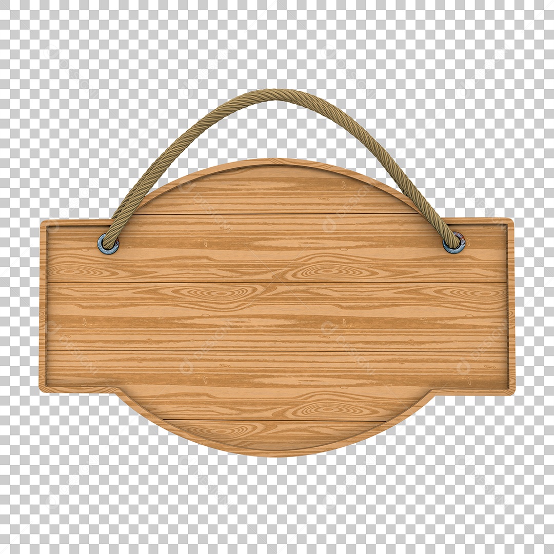 Elemento 3D Para Composição Placa de Madeira PNG Transparente