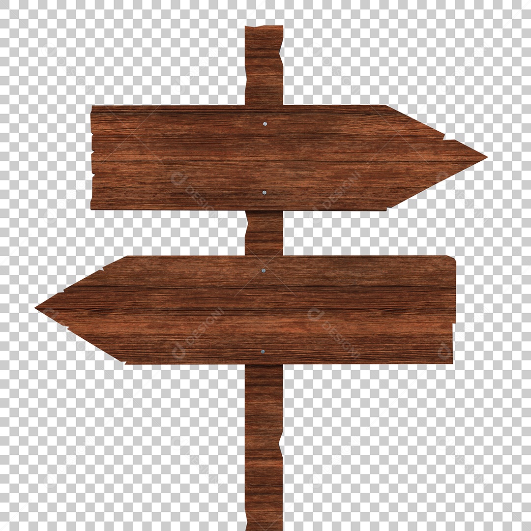 Elemento 3D Para Composição Placa de Madeira PNG Transparente