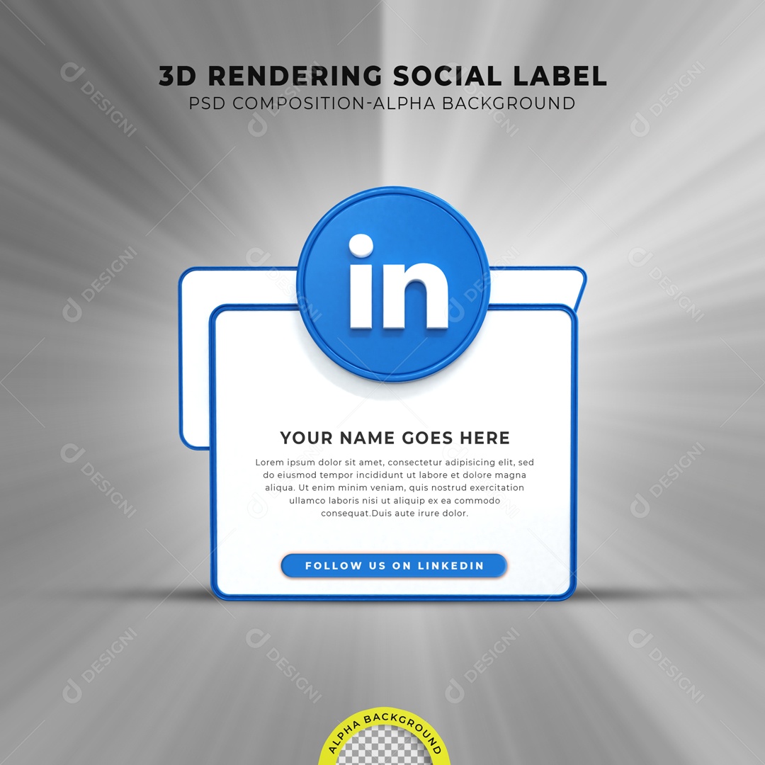 Caixa De Texto LinkedIn Elemento 3D PSD