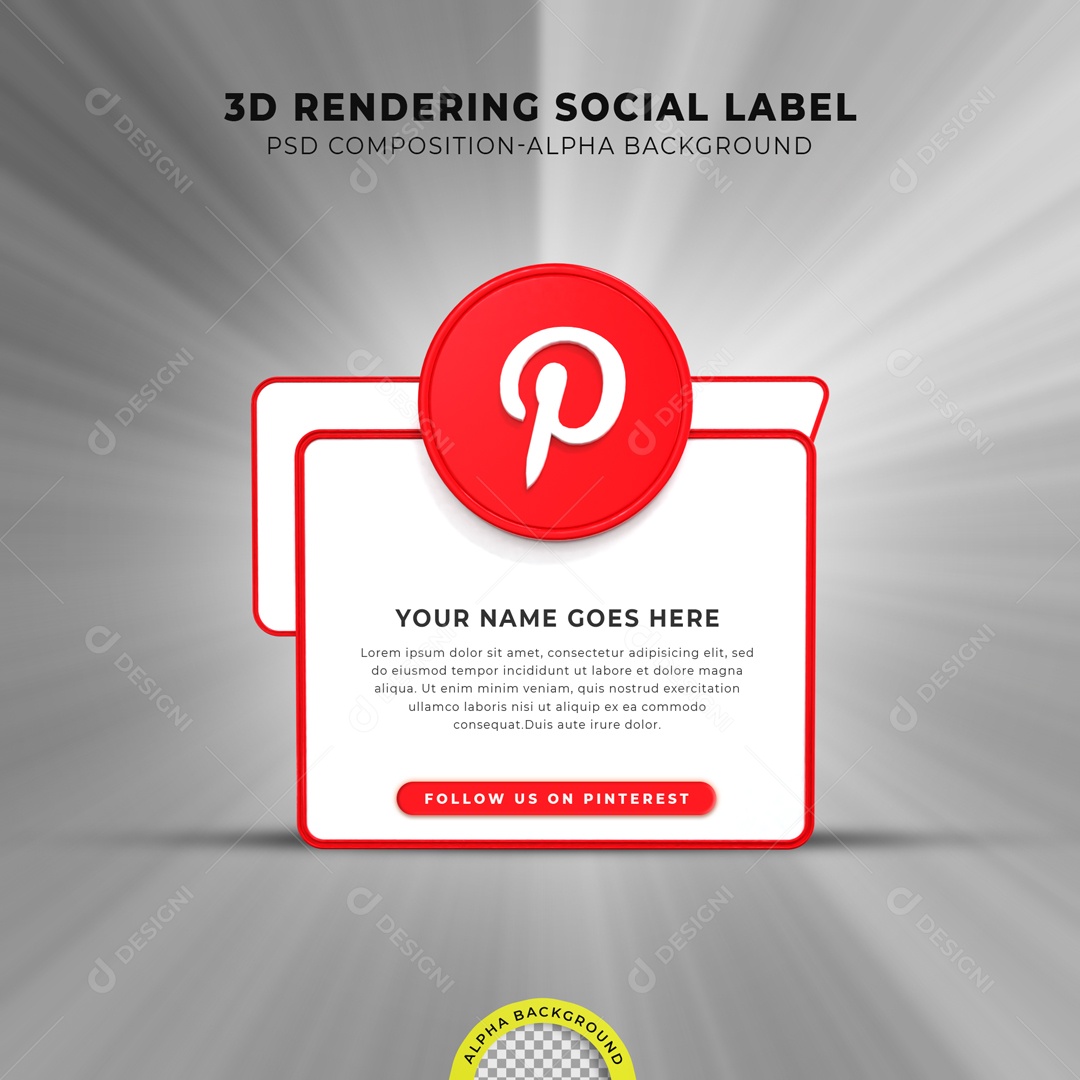 Caixa De Texto Pinterest Elemento 3D PSD
