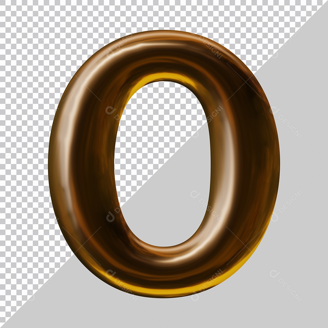 Elemento 3D Para Composição Número 0 Marrom PSD