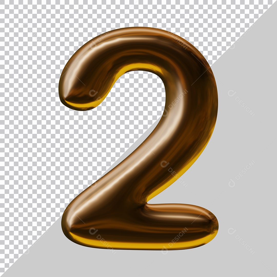 Elemento 3D Para Composição Número 2 Marrom PSD