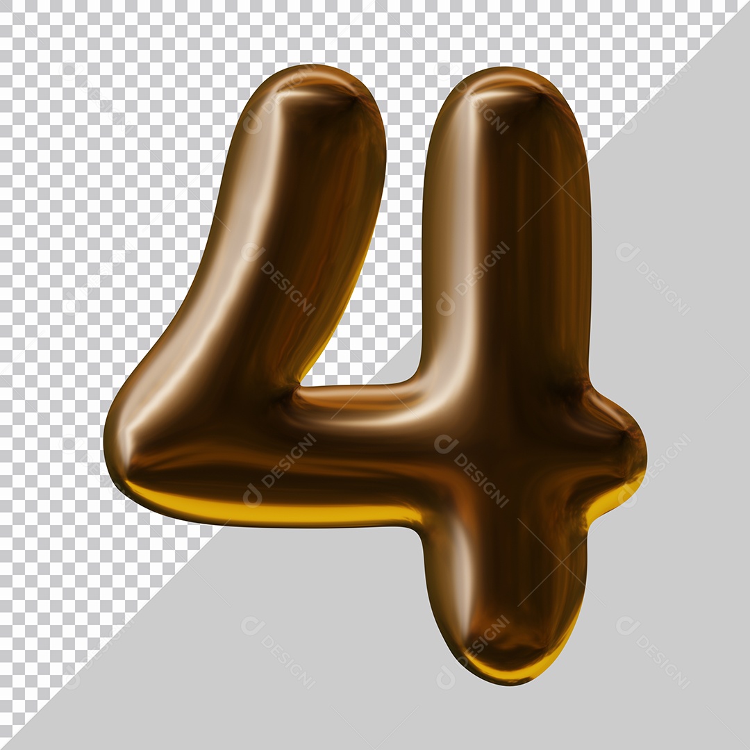 Elemento 3D Para Composição Número 4 Marrom PSD