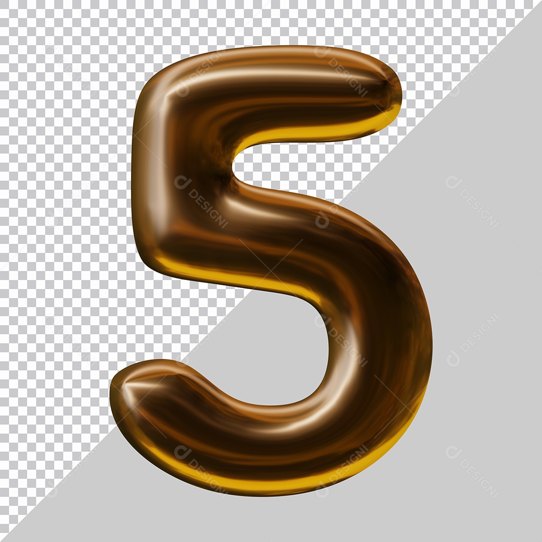 Elemento 3D Para Composição Número 5 Marrom PSD