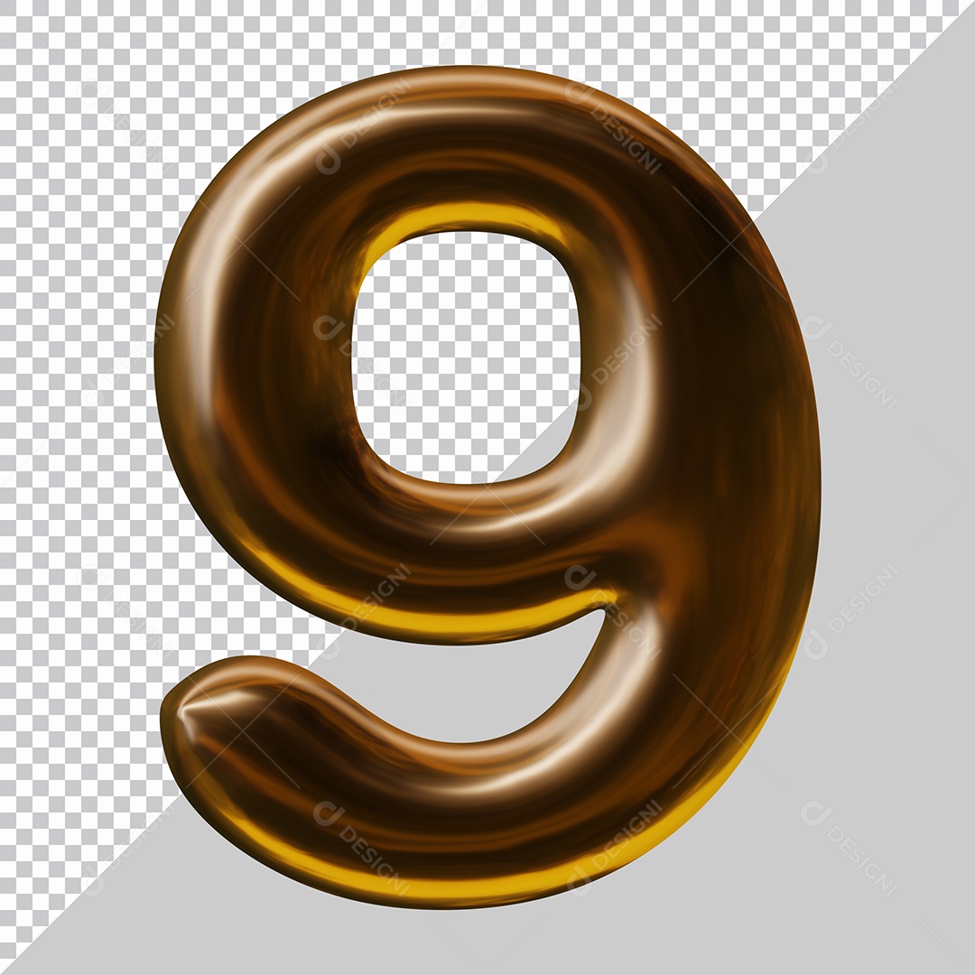 Elemento 3D Para Composição Número 9 Marrom PSD
