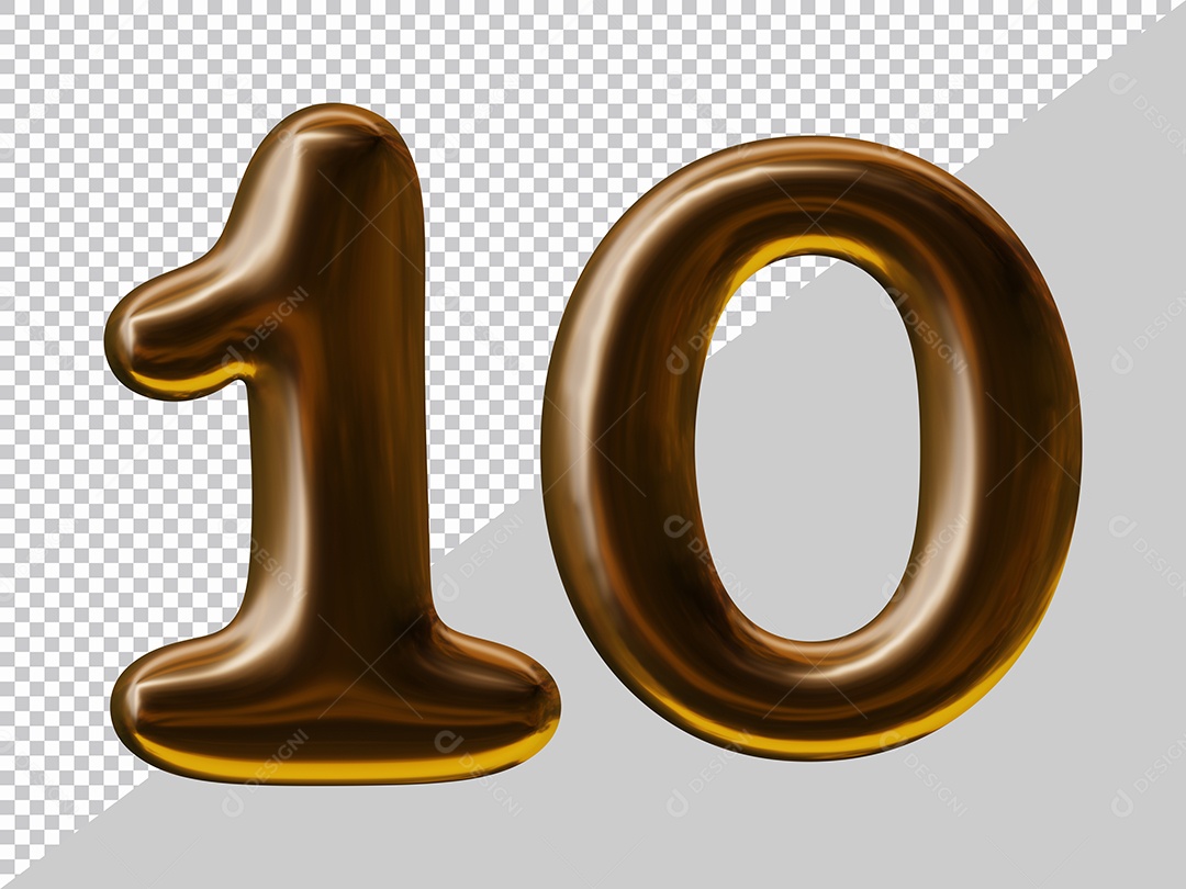 Elemento 3D Para Composição Número 10 Marrom PSD
