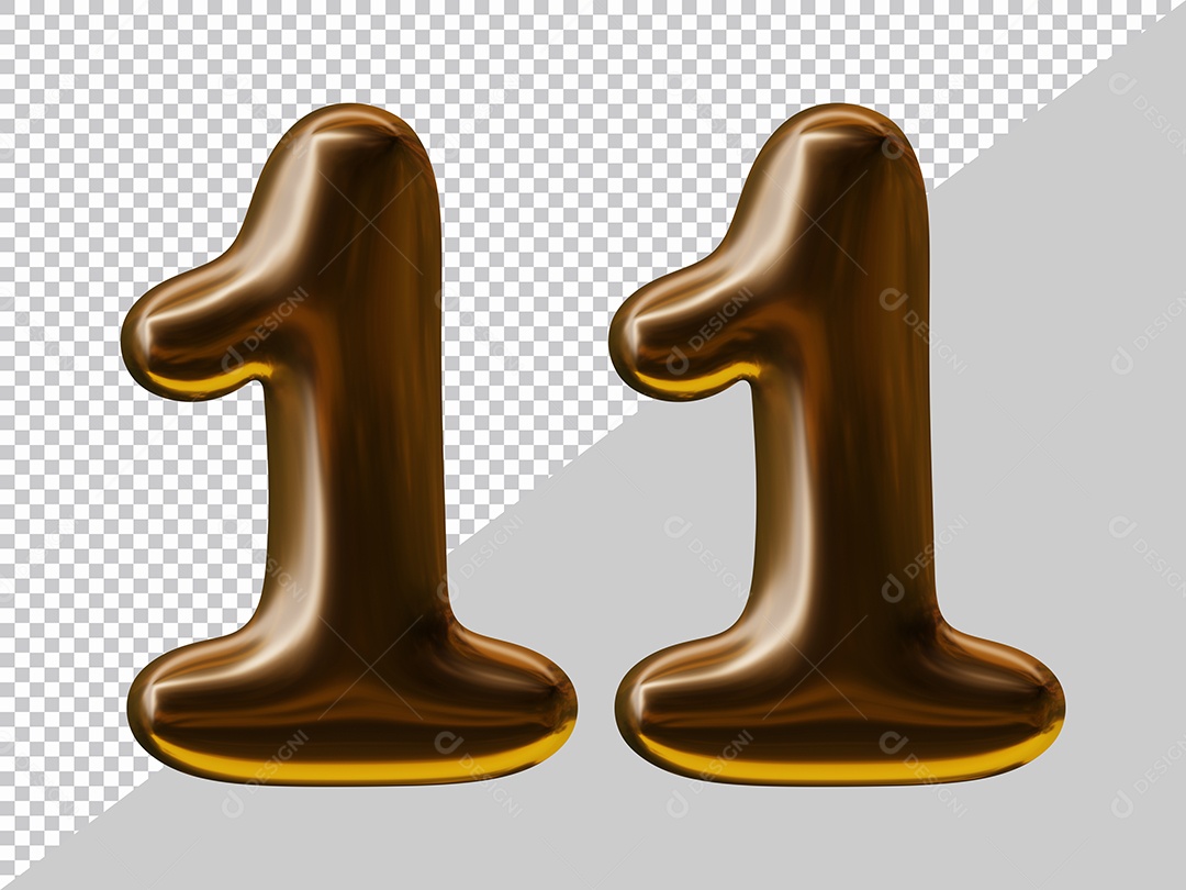 Elemento 3D Para Composição Número 11 Marrom PSD