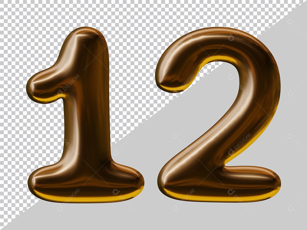 Elemento 3D Para Composição Número 12 Marrom PSD