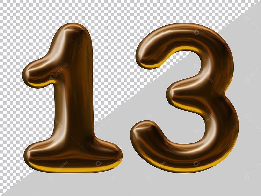 Elemento 3D Para Composição Número 13 Marrom PSD
