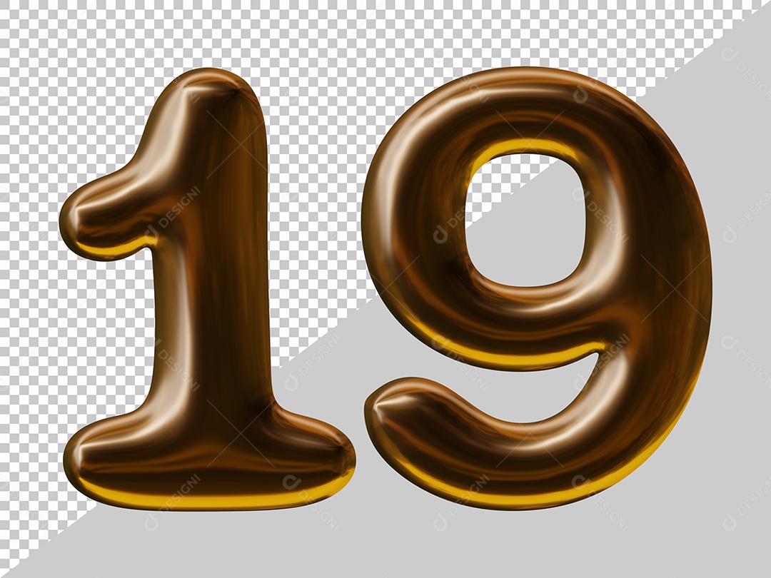 Elemento 3D Para Composição Número 19 Marrom PSD