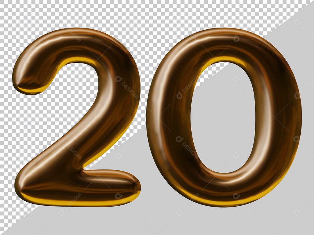 Elemento 3D Para Composição Número 20 Marrom PSD