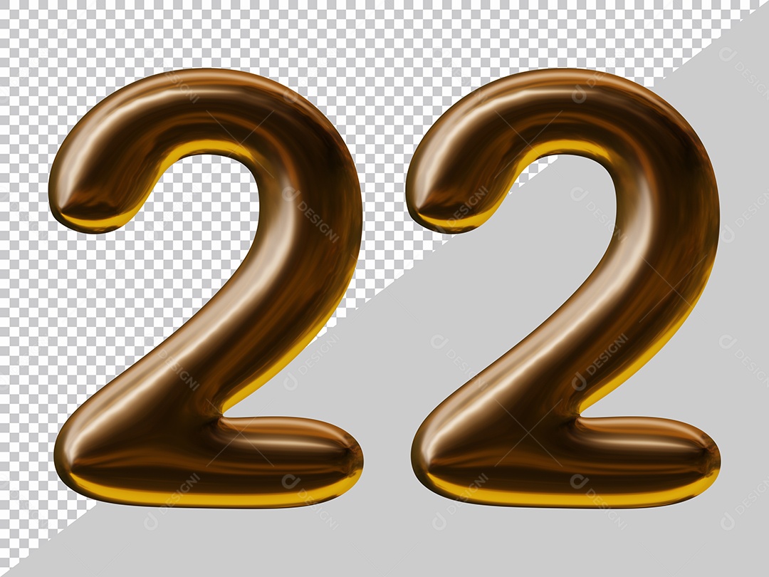 Elemento 3D Para Composição Número 22 Marrom PSD