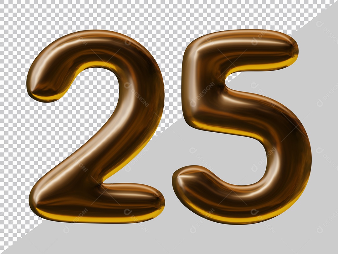 Elemento 3D Para Composição Número 25 Marrom PSD