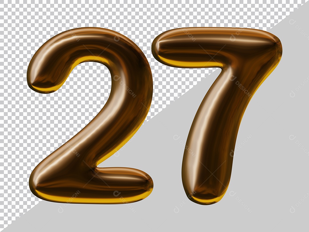 Elemento 3D Para Composição Número 27 Marrom PSD