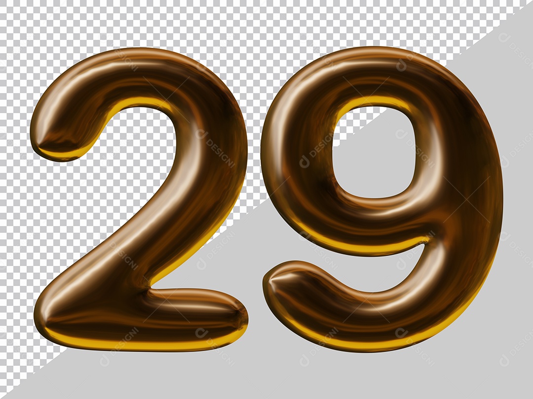 Elemento 3D Para Composição Número 29 Marrom PSD