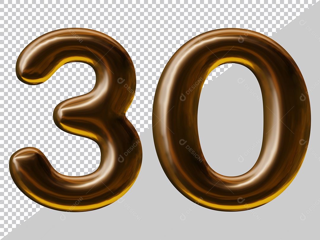 Elemento 3D Para Composição Número 30 Marrom PSD