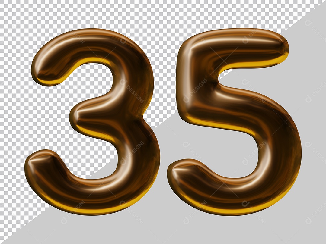 Elemento 3D Para Composição Número 35 Marrom PSD