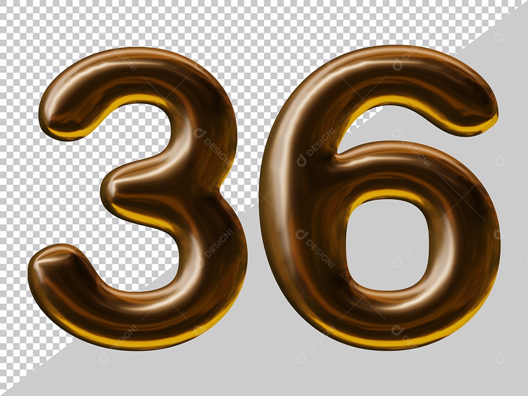 Elemento 3D Para Composição Número 36 Marrom PSD