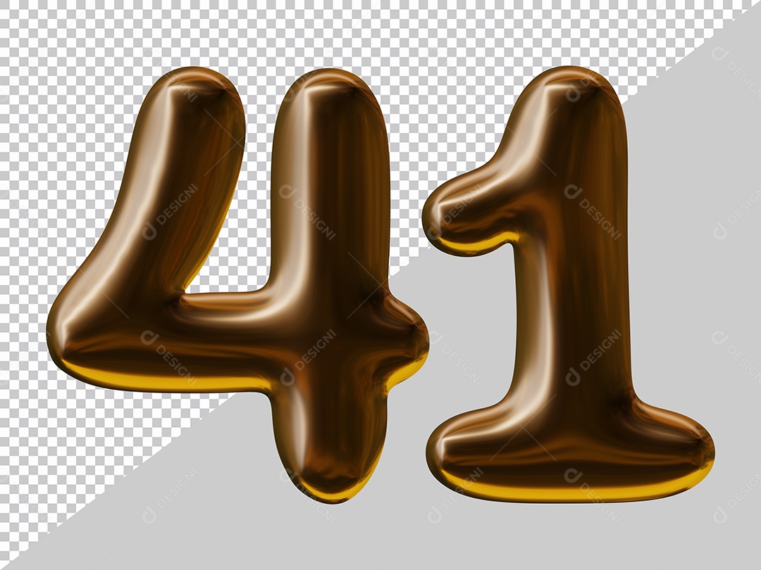 Elemento 3D Para Composição Número 41 Marrom PSD