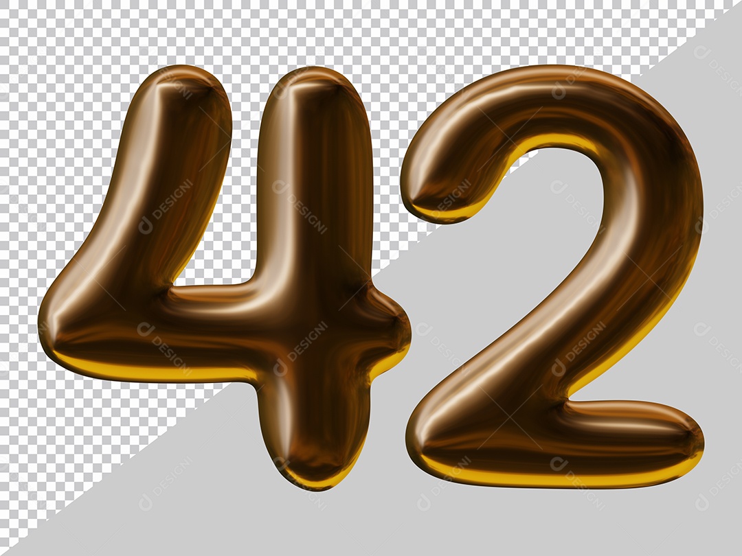 Elemento 3D Para Composição Número 42 Marrom PSD