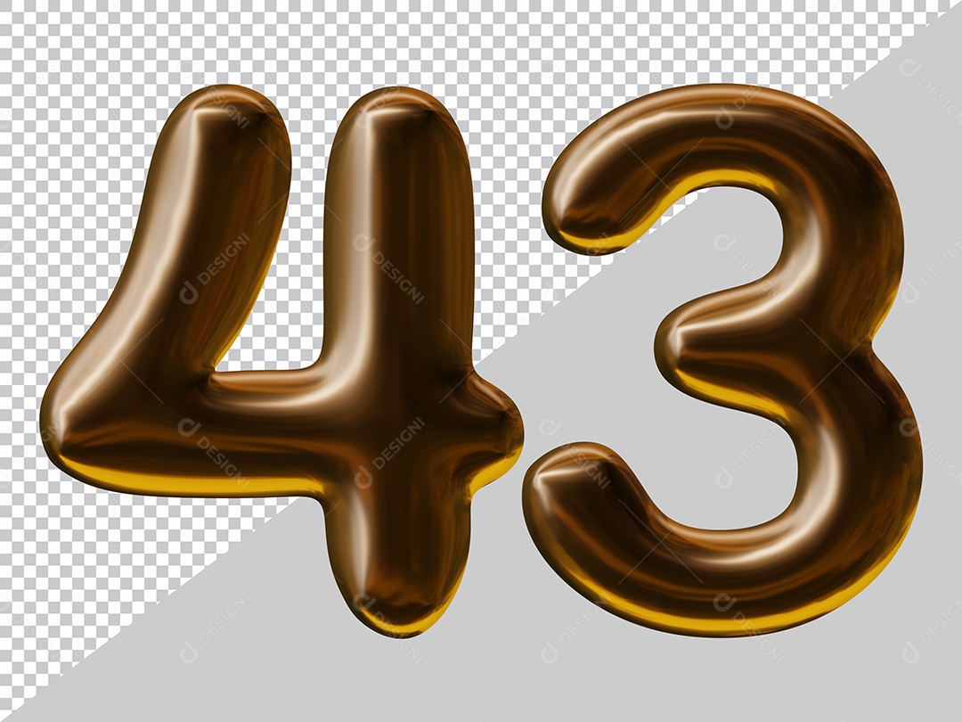 Elemento 3D Para Composição Número 43 Marrom PSD