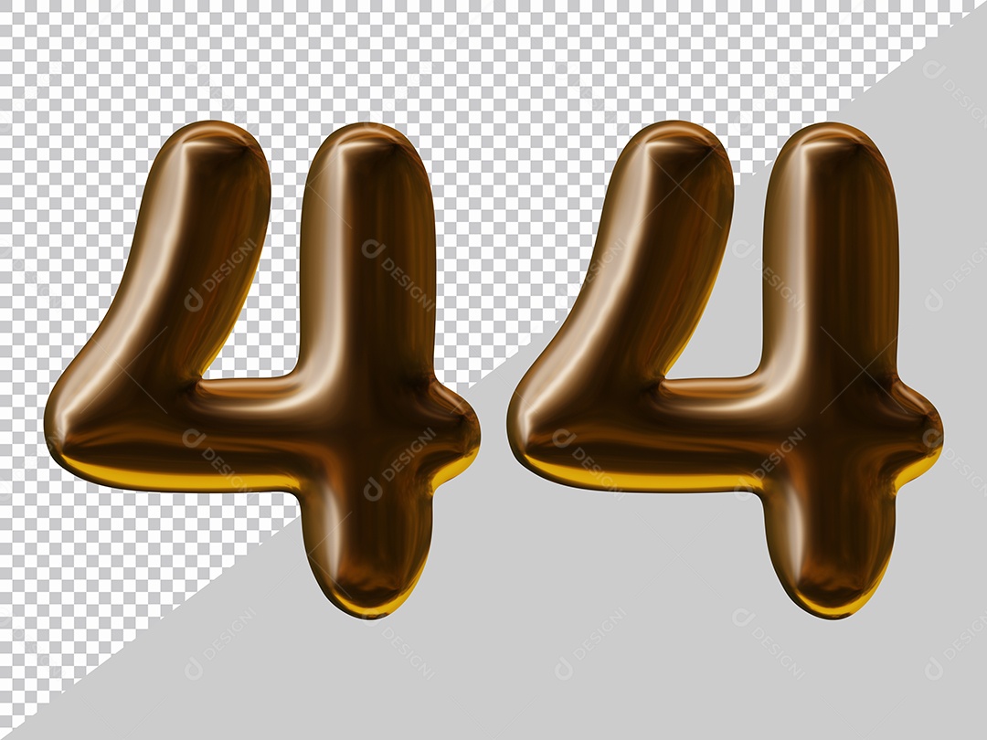 Elemento 3D Para Composição Número 44 Marrom PSD