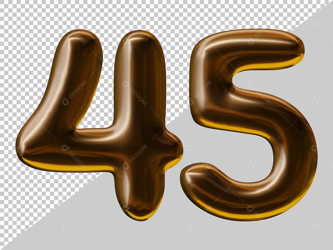 Elemento 3D Para Composição Número 45 Marrom PSD