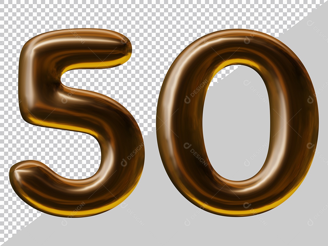 Elemento 3D Para Composição Número 50 Marrom PSD